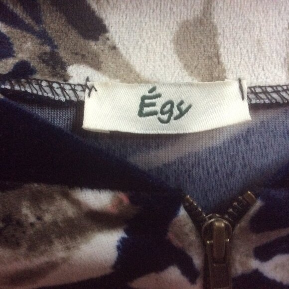 Egs By Eloges Navy Floral Body Silver Velvet Sleeve Bomber Jacket Size Medium - Picture 3 of 4